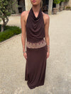 Skyla maxi dress with open back - Brown