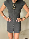 Scandivv dress with buttons - Grey