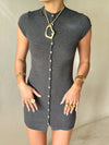 Scandivv dress with buttons - Grey