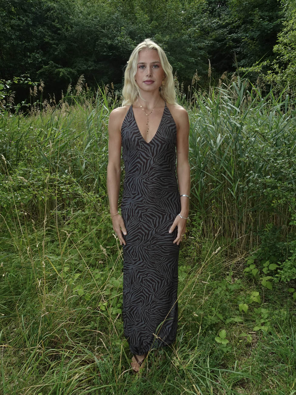 Sienna dress with pattern – Brown/Grey
