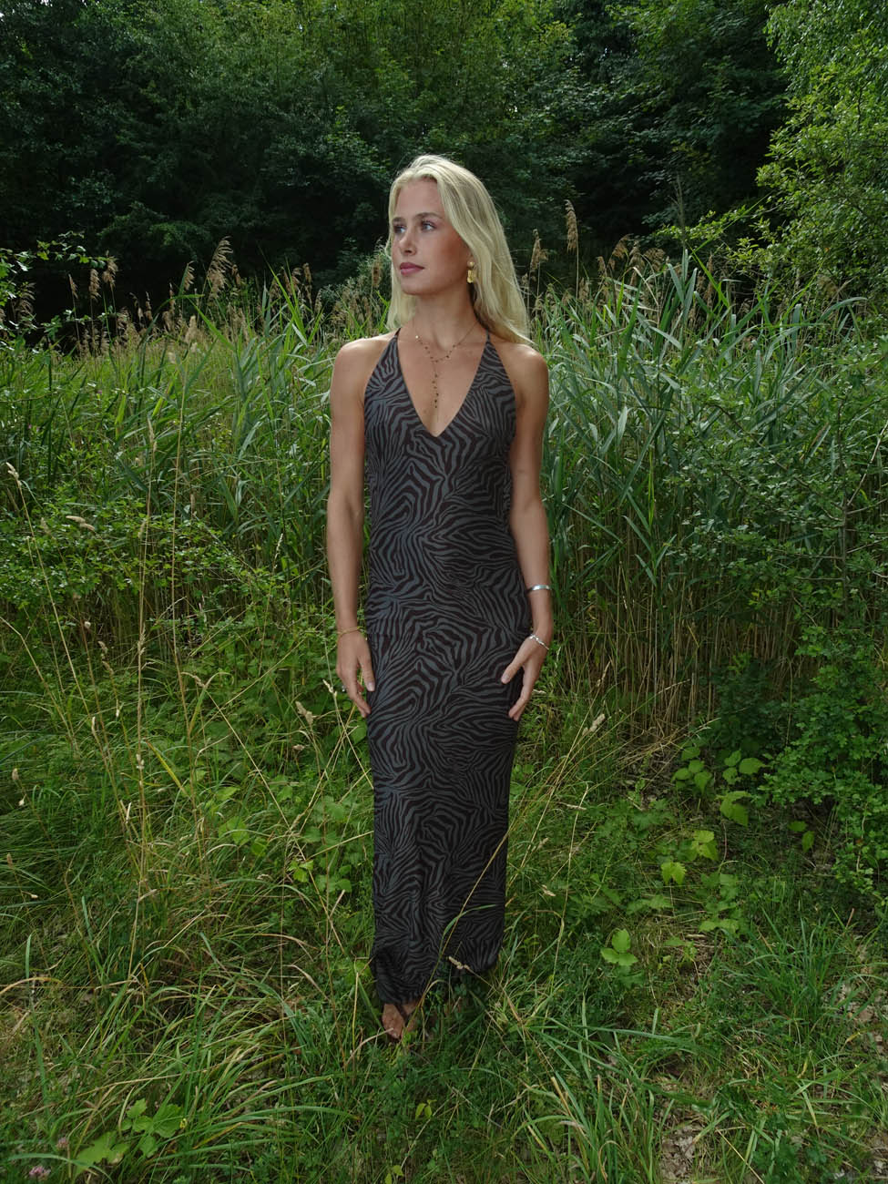 Sienna dress with pattern – Brown/Grey