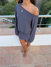 Isola dress with one shoulder detail – Grey