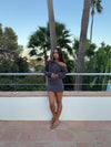 Isola dress with one shoulder detail – Grey