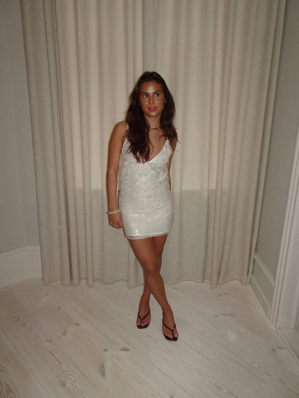 Shena dress with sequins - White