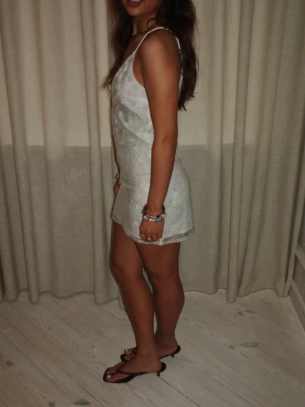 Shena dress with sequins - White