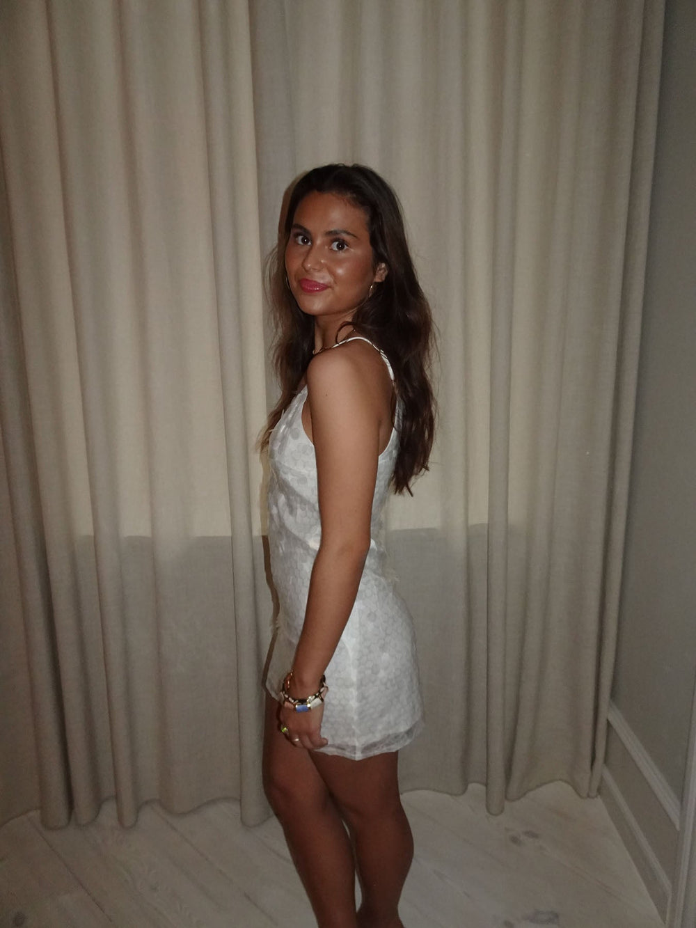 Shena dress with sequins - White