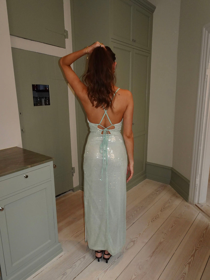 Jullie dress with sequins - Sage green