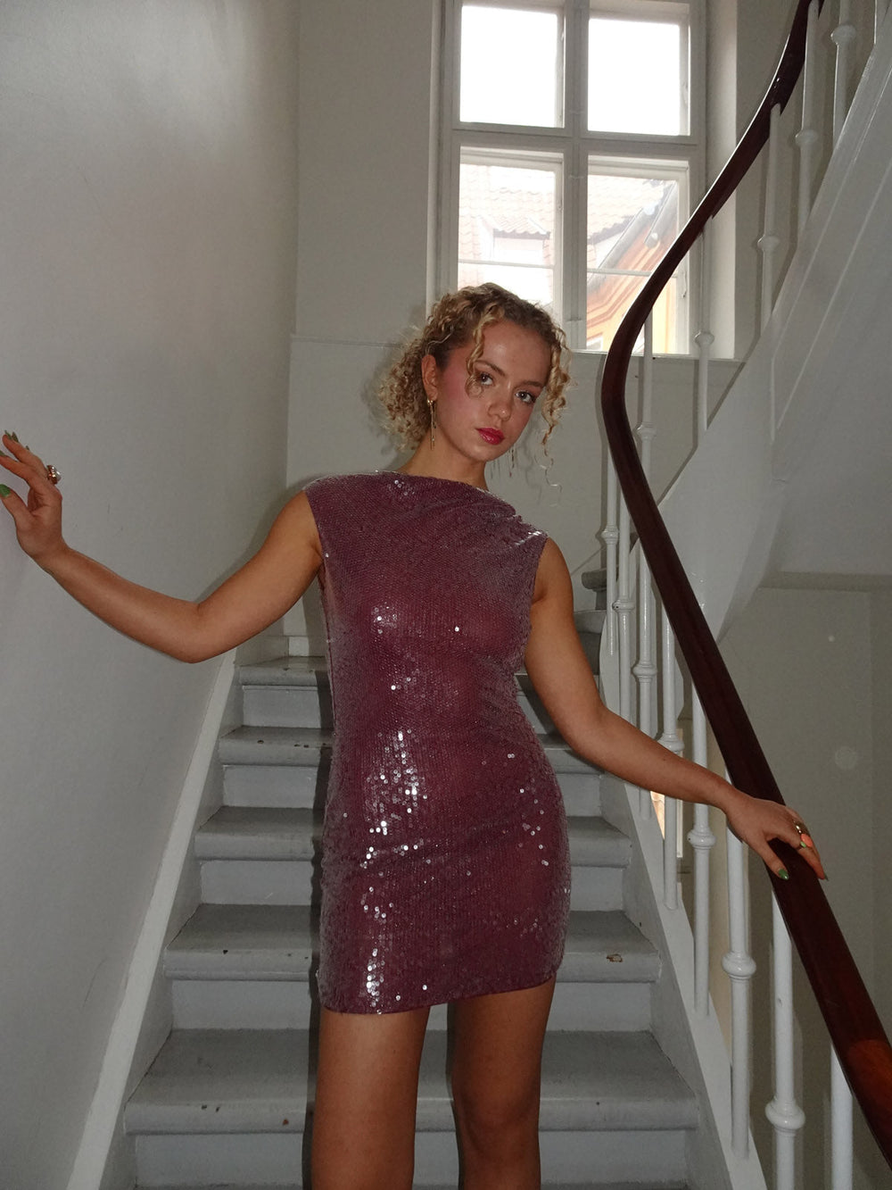 Gabriella dress with sequins - Purple