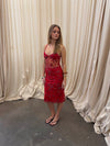 Shakira dress with pearls - Red