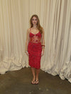 Shakira dress with pearls - Red