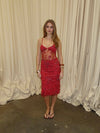 Shakira dress with pearls - Red