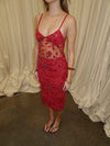 Shakira dress with pearls - Red