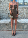Vandina dress with pearls - Brown