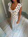 Luna dress with polka dots - White/black