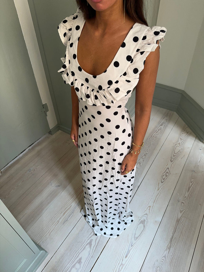 Luna dress with polka dots - Off White/black