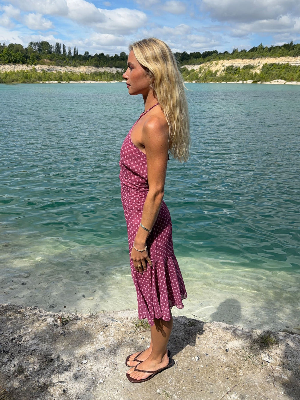 Melisanna dress with polka dots – Magenta/light pink