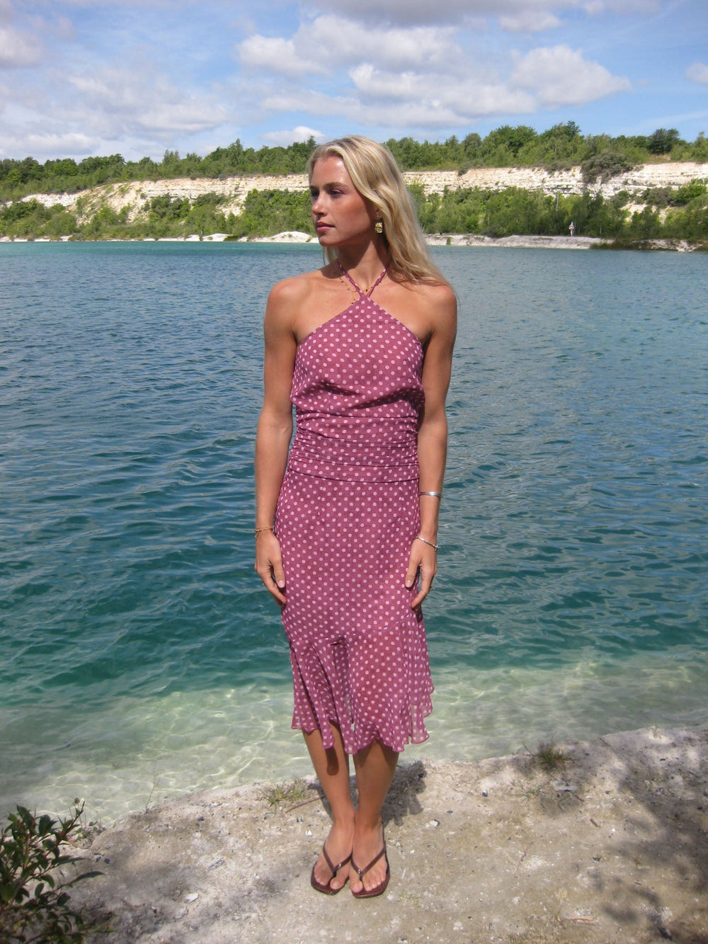 Melisanna dress with polka dots – Magenta/light pink
