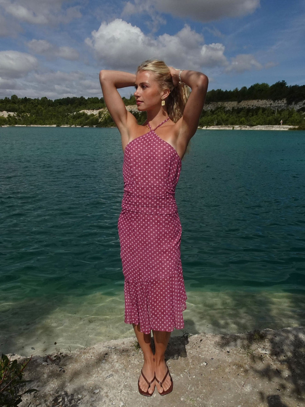 Melisanna dress with polka dots – Magenta/light pink