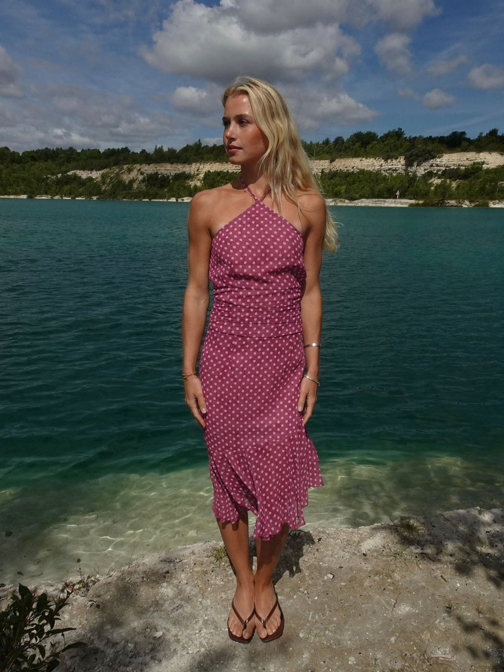 Melisanna dress with polka dots – Magenta/light pink