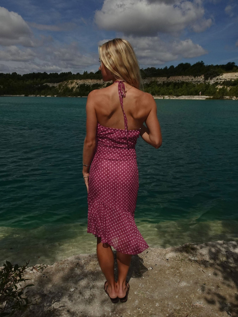 Melisanna dress with polka dots – Magenta/light pink