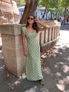 Luna dress with polka dots - Green/white