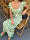 Luna dress with polka dots - Green/white