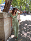 Luna dress with polka dots - Green/white