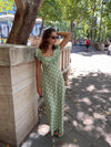 Luna dress with polka dots - Green/white