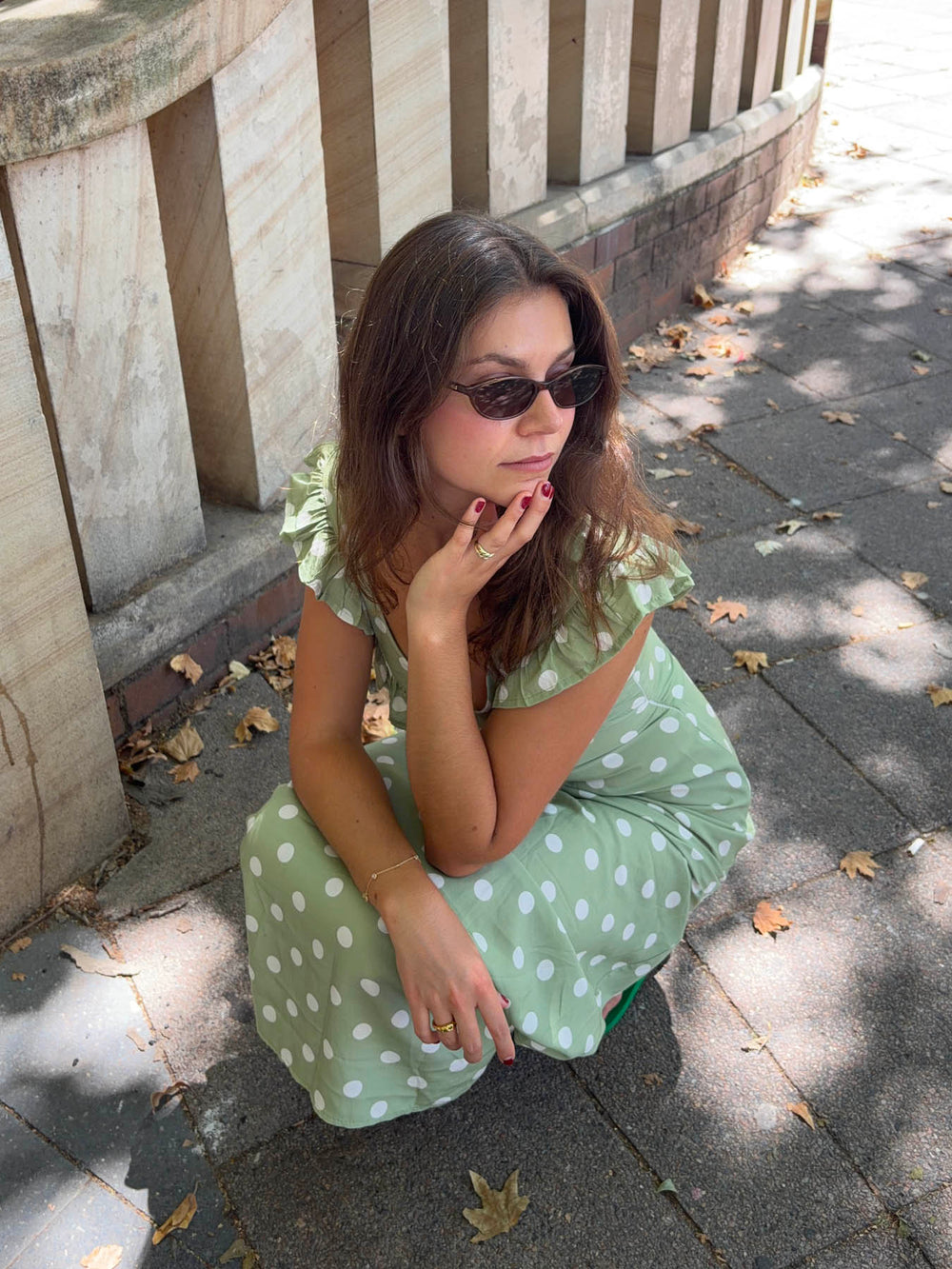 Luna dress with polka dots - Green/white Designbysi.se Luna dress with polka dots - Green/white Designbysi.se