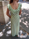 Luna dress with polka dots - Green/white