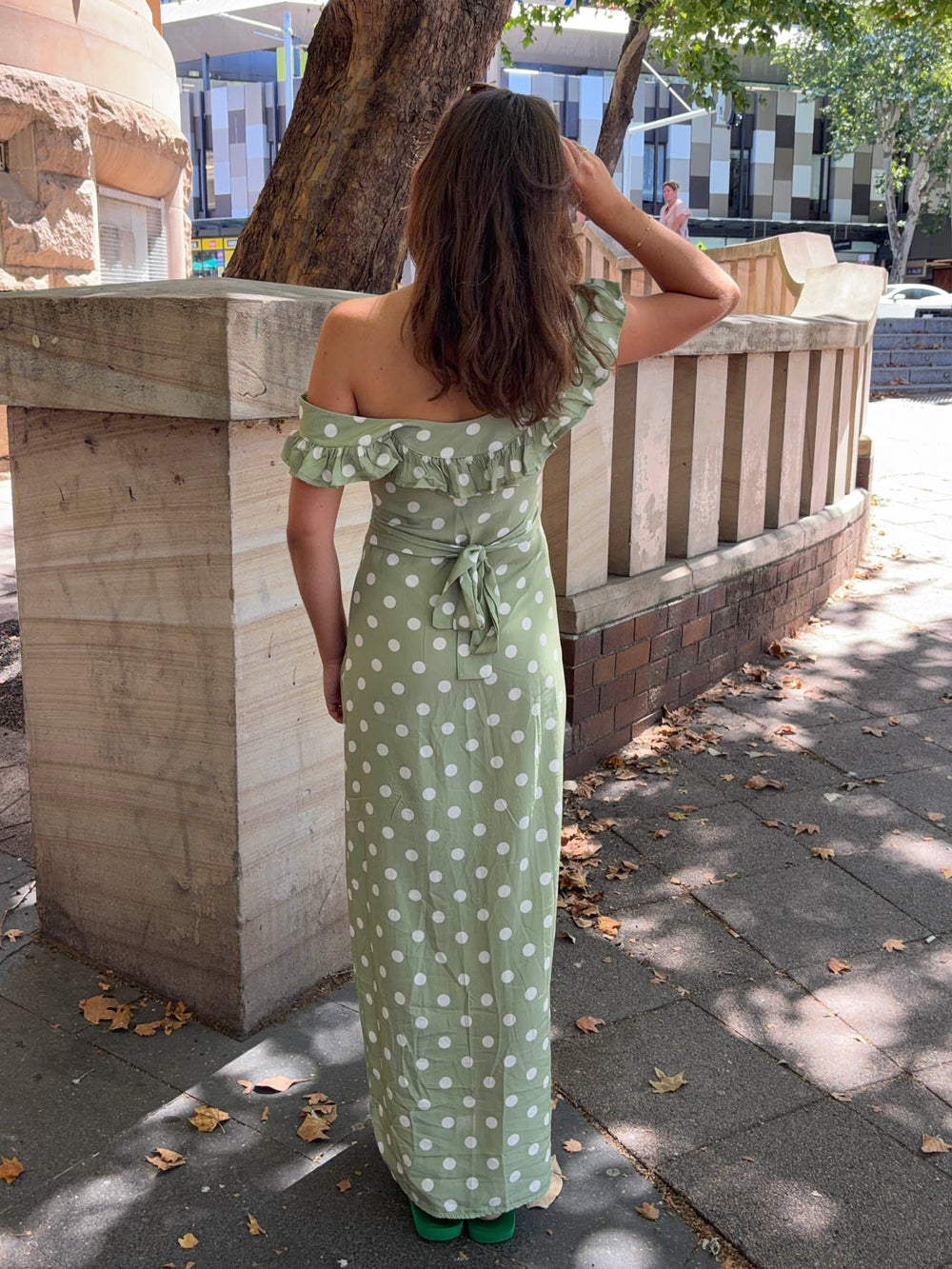 Luna dress with polka dots - Green/white - Size XS/S