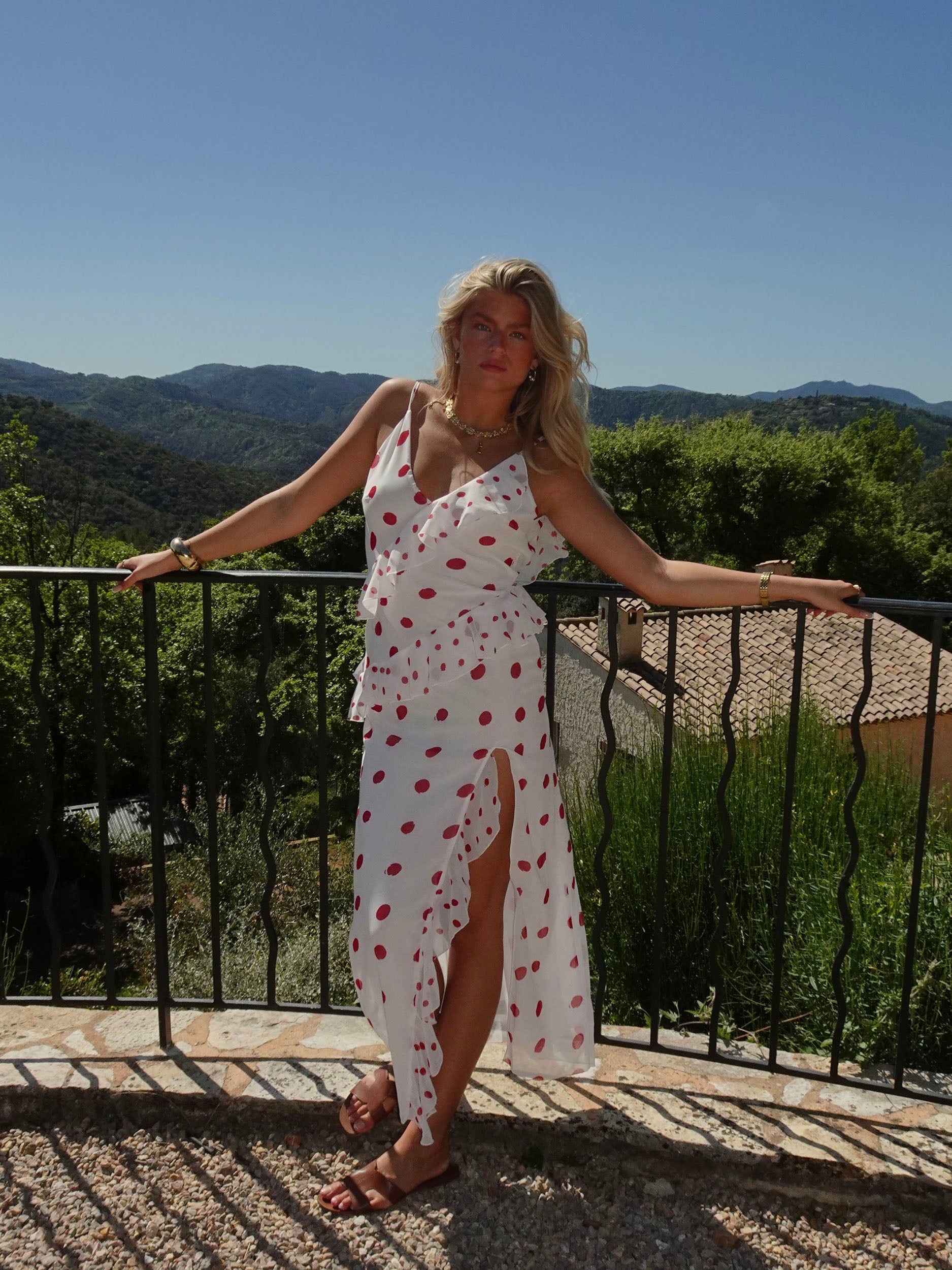 lolana knit dress Designby Si Lolana dress with polka dots – White/red - Size M/L