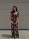 Luna dress with polka dots - Brown/yellow