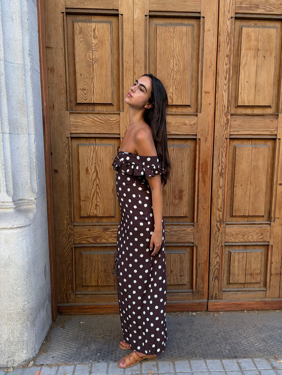7 for all mankind brown polka dot dress Elana Dress