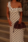 Luna dress with polka dots - Off White/black