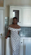 Luna dress with polka dots - Off White/black