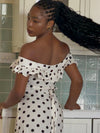 Luna dress with polka dots - Off White/black
