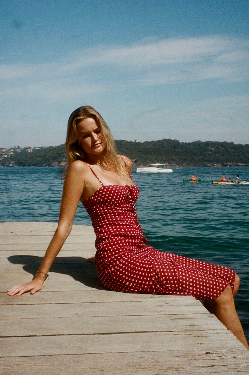 Elora dress with polka dots - Red