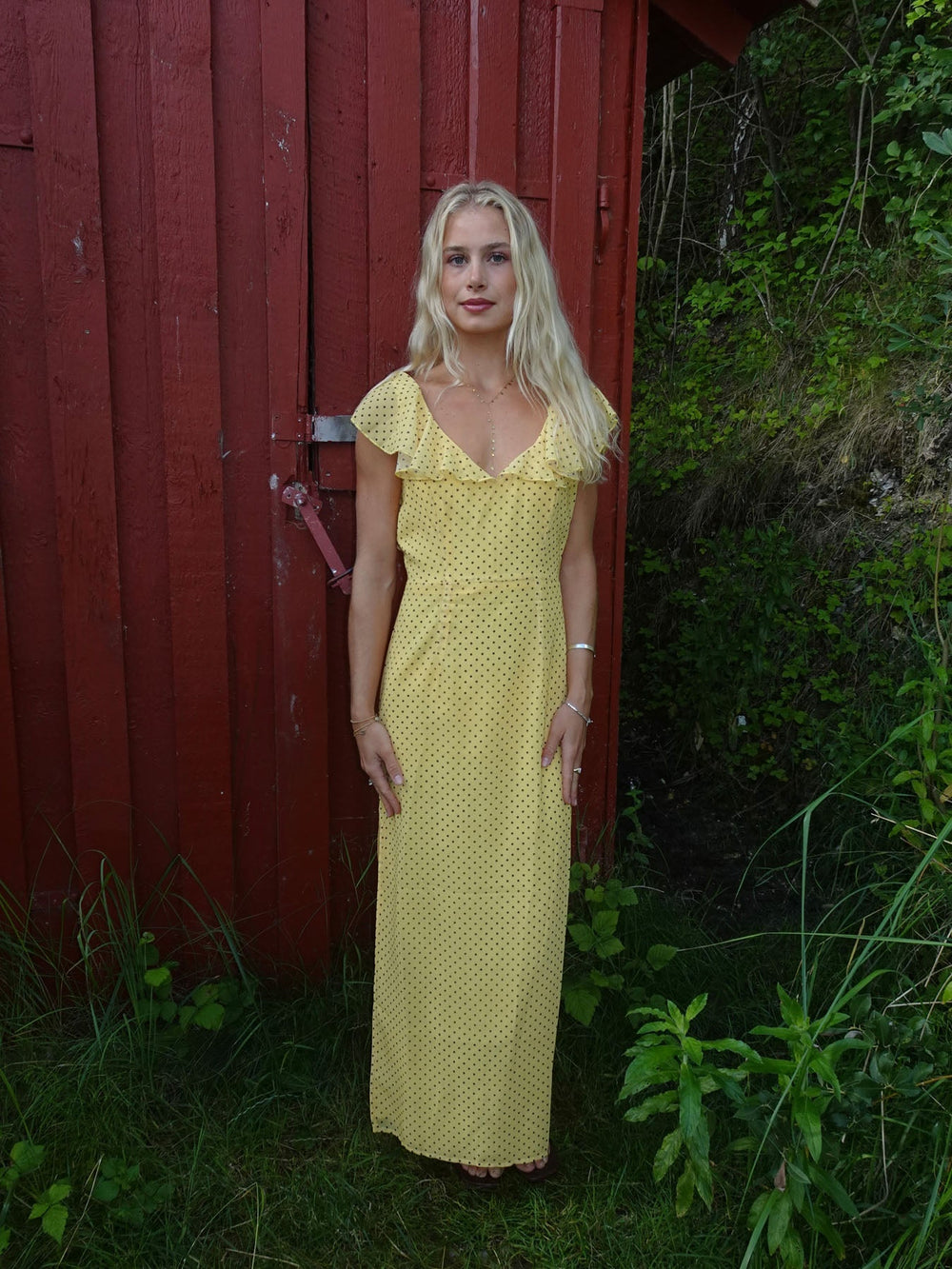 Romilly dress with small dots – Yellow/Black