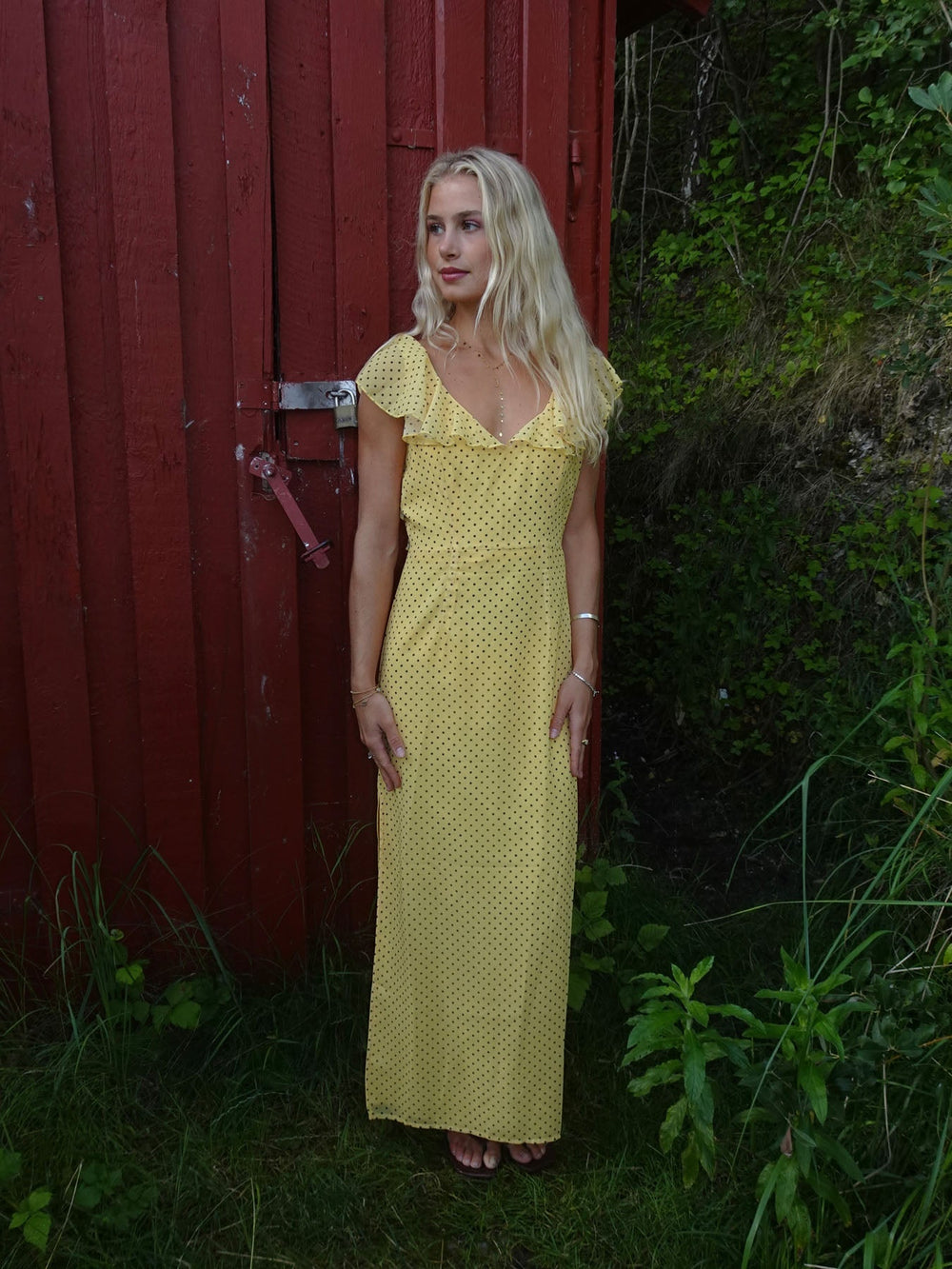 Romilly dress with small dots – Yellow/Black