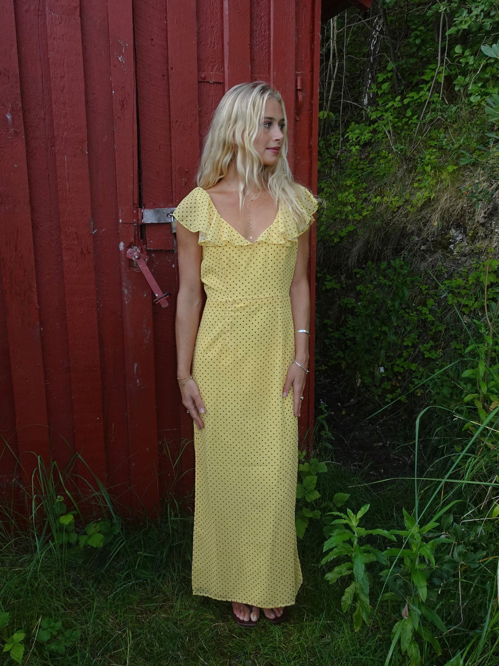 Romilly dress with small dots – Yellow/Black