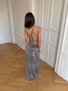 Lolu dress with stripes - Brown/blue/orange