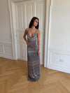 Lolu dress with stripes - Brown/blue/orange