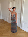 Lolu dress with stripes - Brown/blue/orange