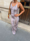 Evi kjole with stribes and glitter - Pink/brown