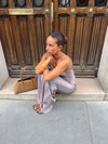 Evi kjole with stribes and glitter - Pink/brown