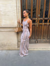 Evi kjole with stribes and glitter - Pink/brown