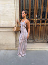 Evi kjole with stribes and glitter - Pink/brown