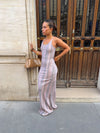 Evi kjole with stribes and glitter - Pink/brown