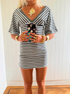 Scandivv v-neck dress with stripes - Grey/white